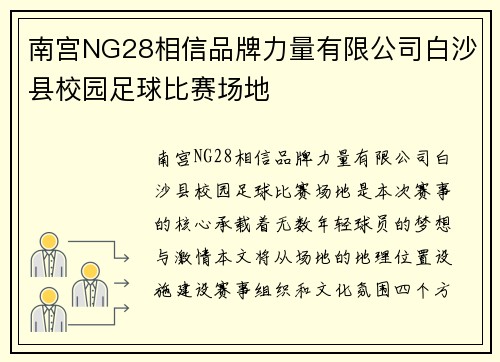 南宫NG28相信品牌力量有限公司白沙县校园足球比赛场地